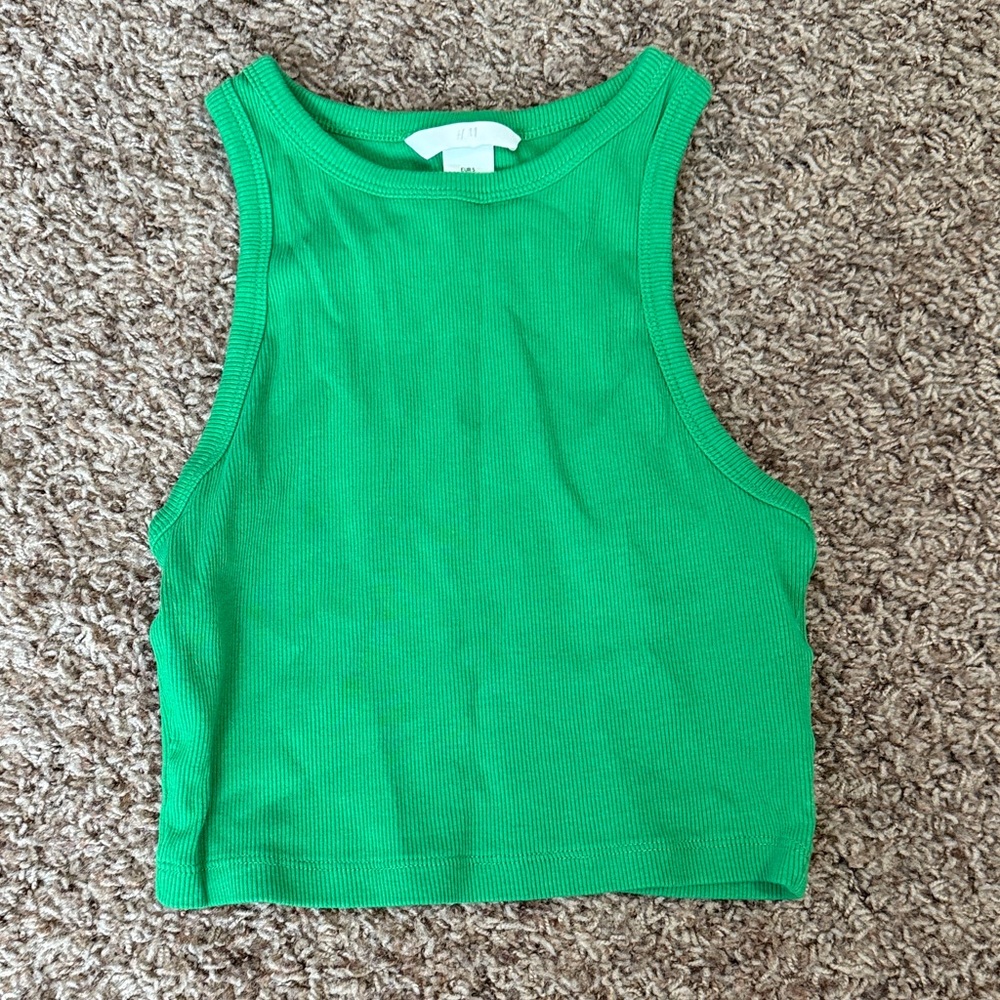 H&M Bright Green Ribbed Tank Top